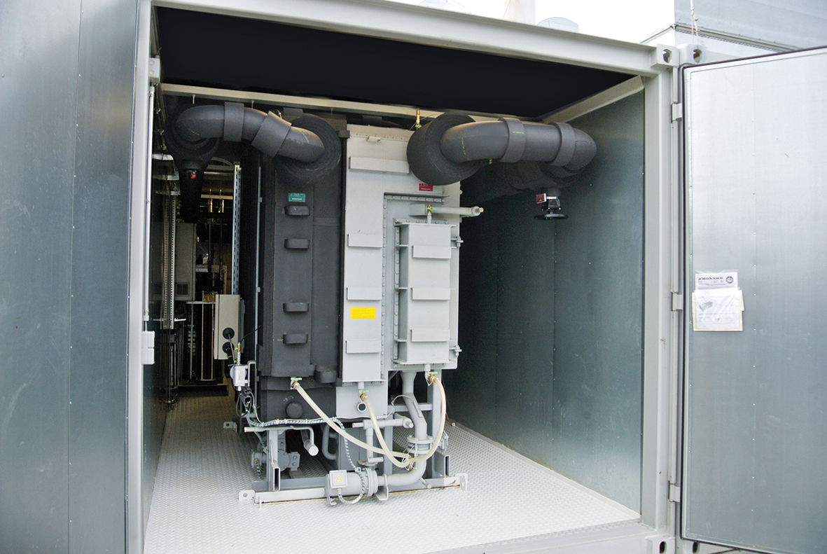 Absorption refrigerator in a container produced in the Green Factory in Ungerhausen